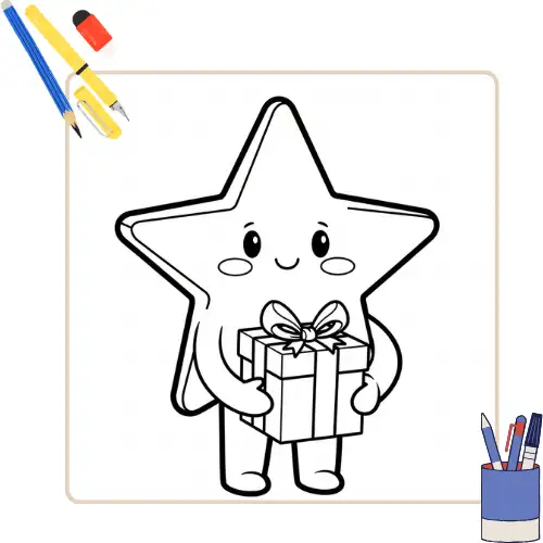 Kerstster Kleurplaat thumbnail