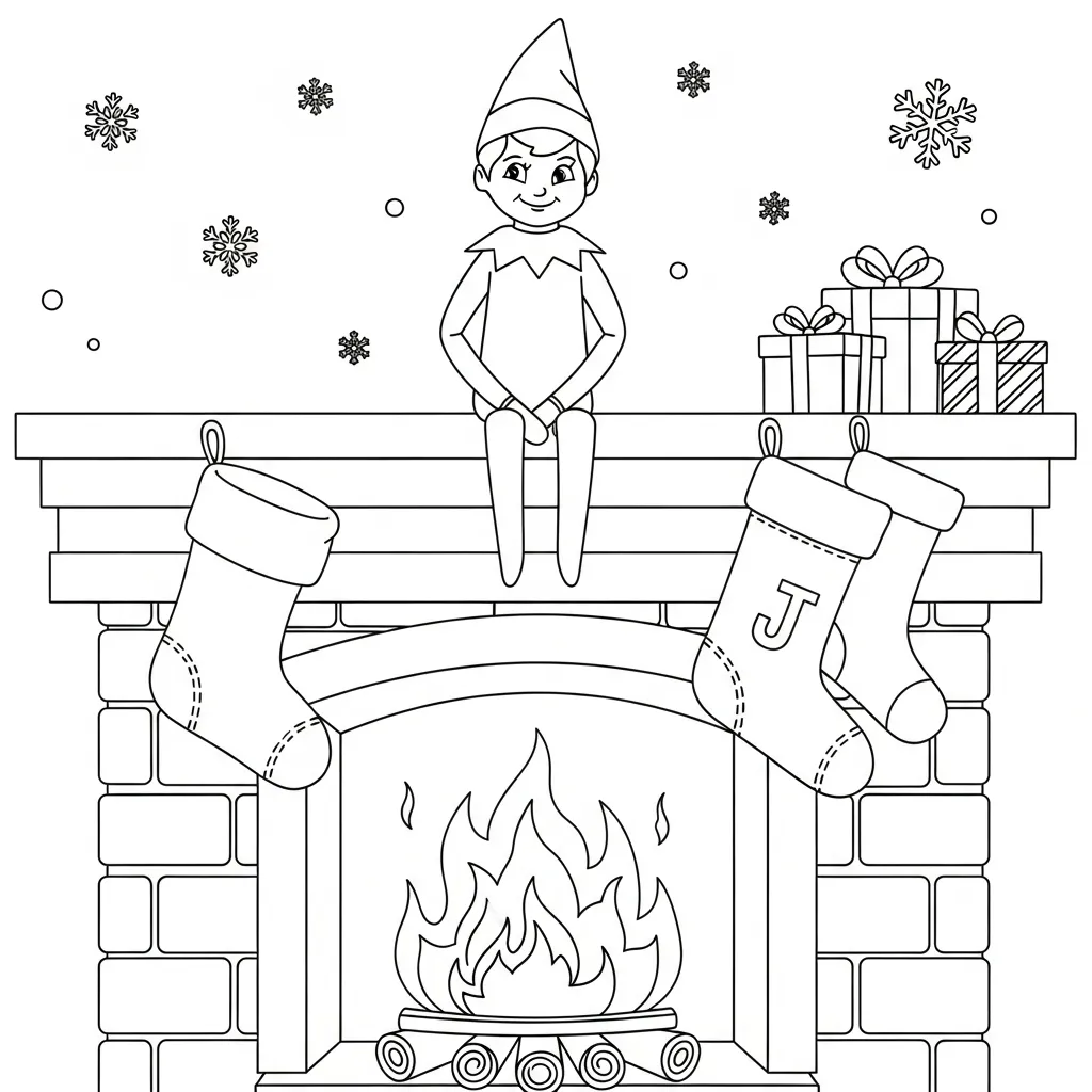 Kleurplaat Elf on the Shelf 3