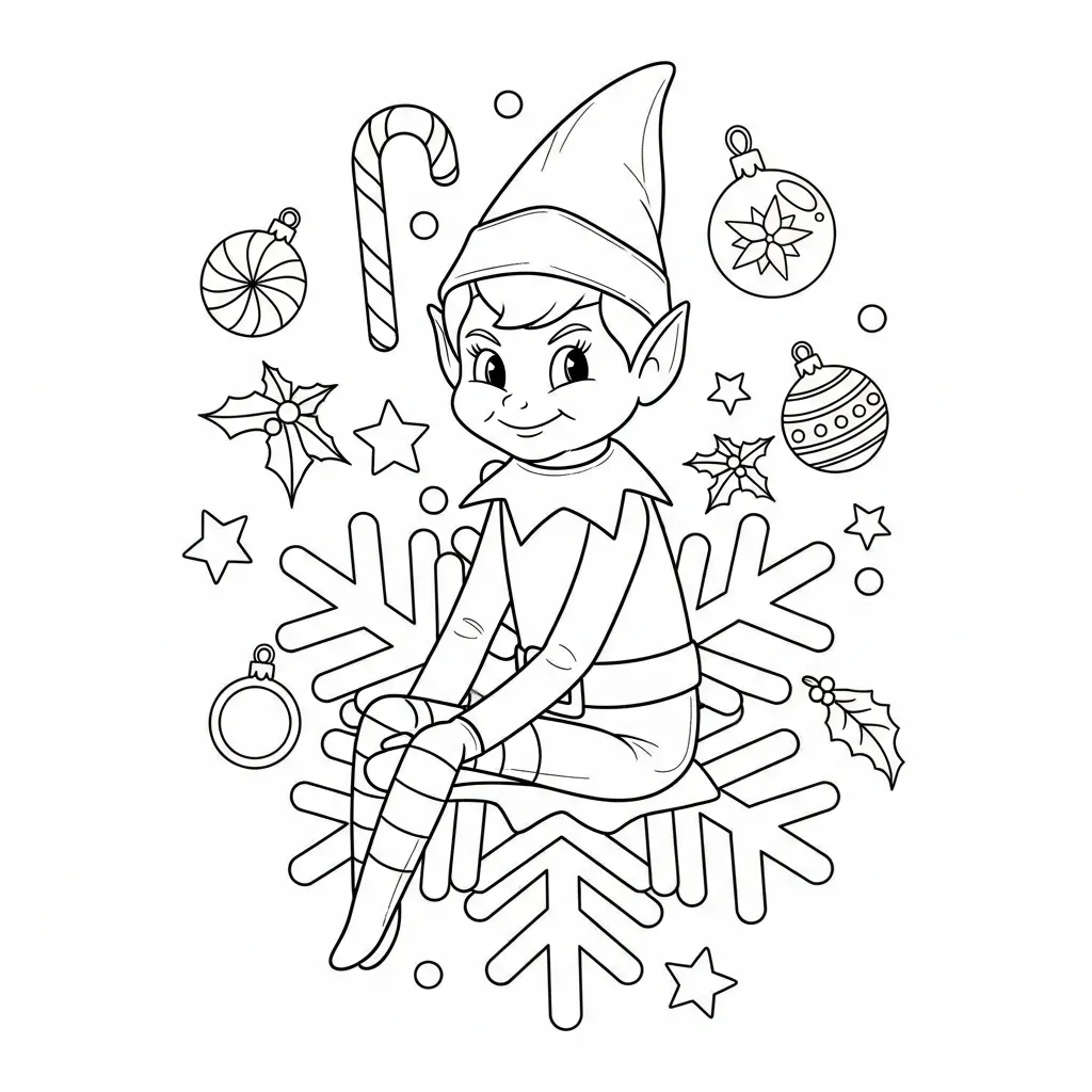 Kleurplaat Elf on the Shelf 4