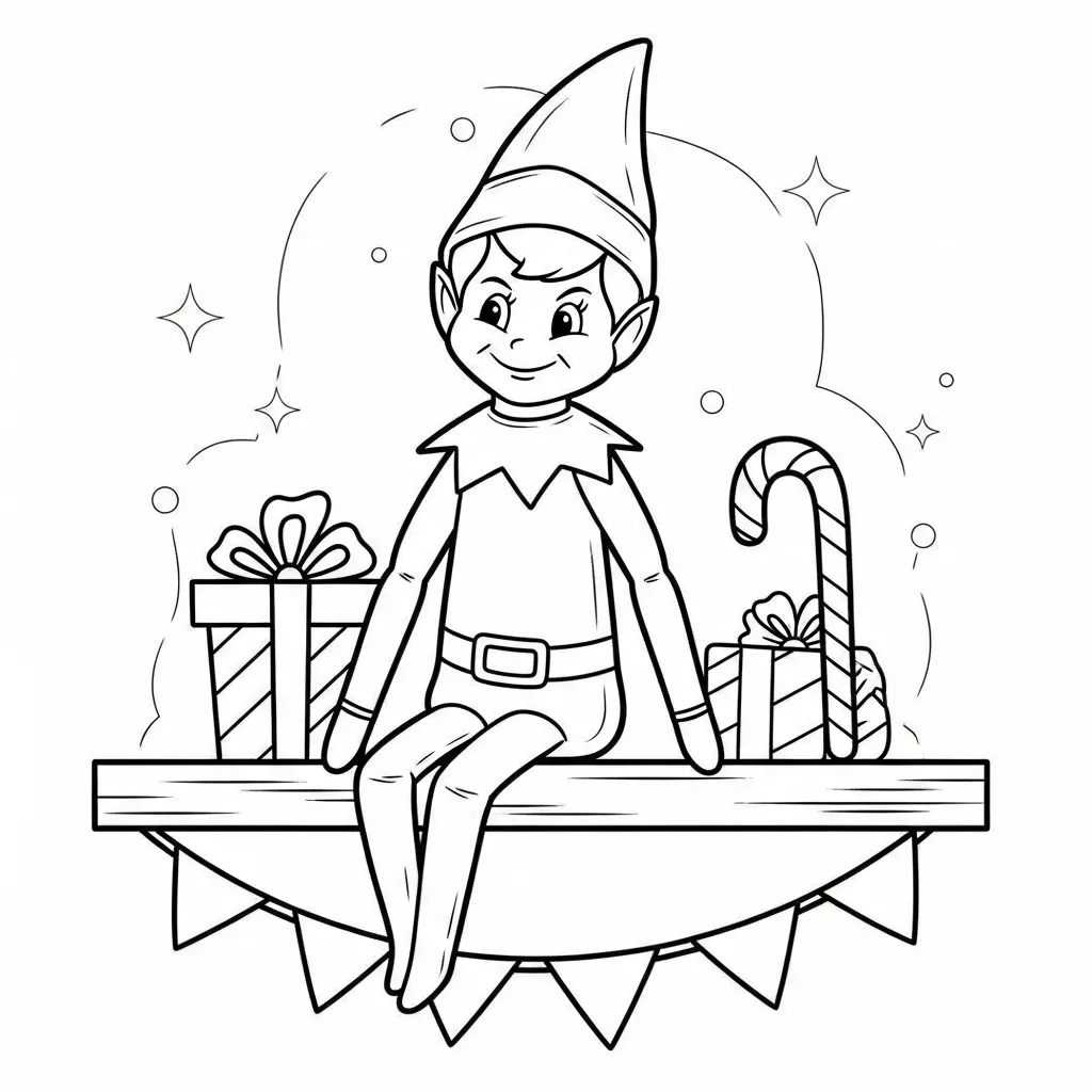 Kleurplaat Elf on the Shelf