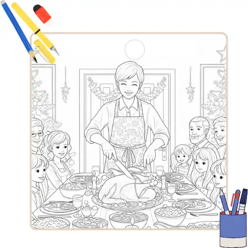 Kleurplaat Kerstdiner thumbnail