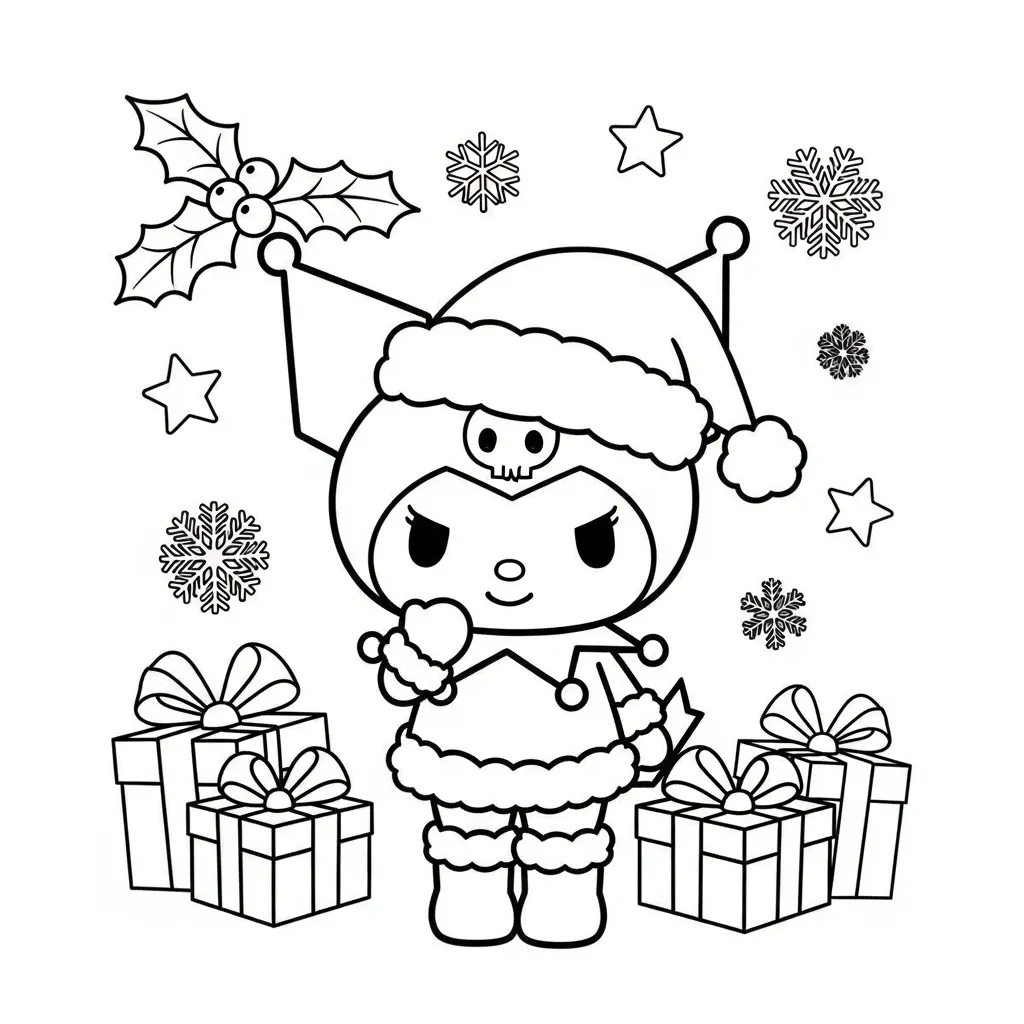 Kleurplaat Kerstmis Kuromi