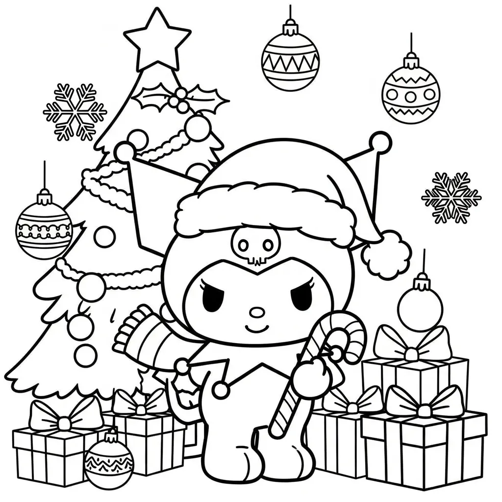 Kleurplaat Kerstmis Kuromi 3