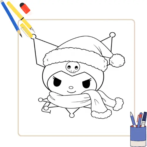 Kleurplaat Kerstmis Kuromi thumbnail