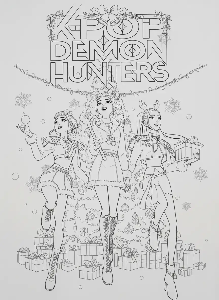 Kleurplaat Kpop Demon Hunters Kerst 8 Kleurplaat Kpop Demon Hunters Kerst