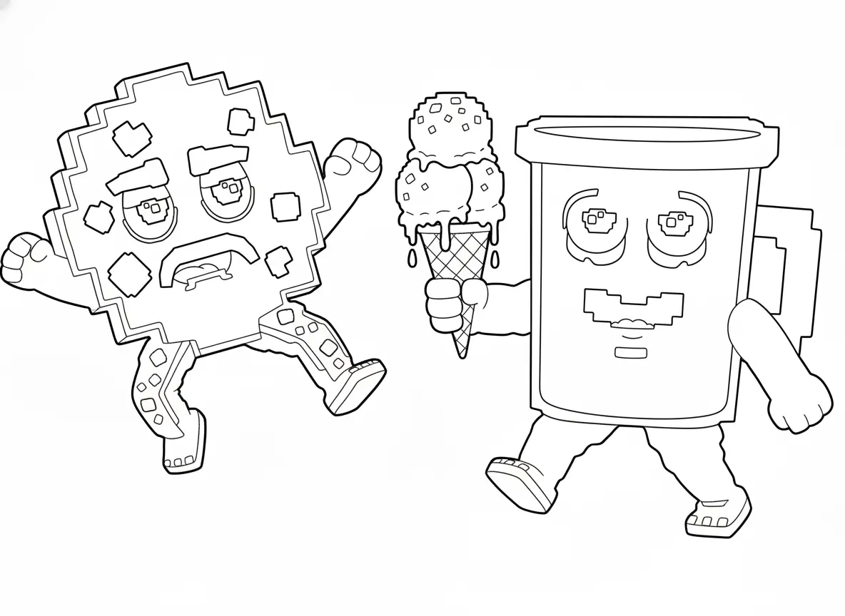 Kleurplaat cookie and milky brainrot 11