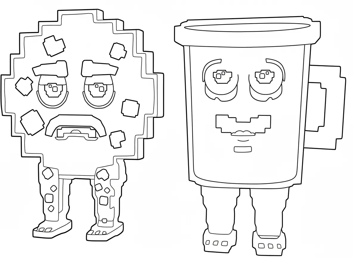 Kleurplaat cookie and milky brainrot 1