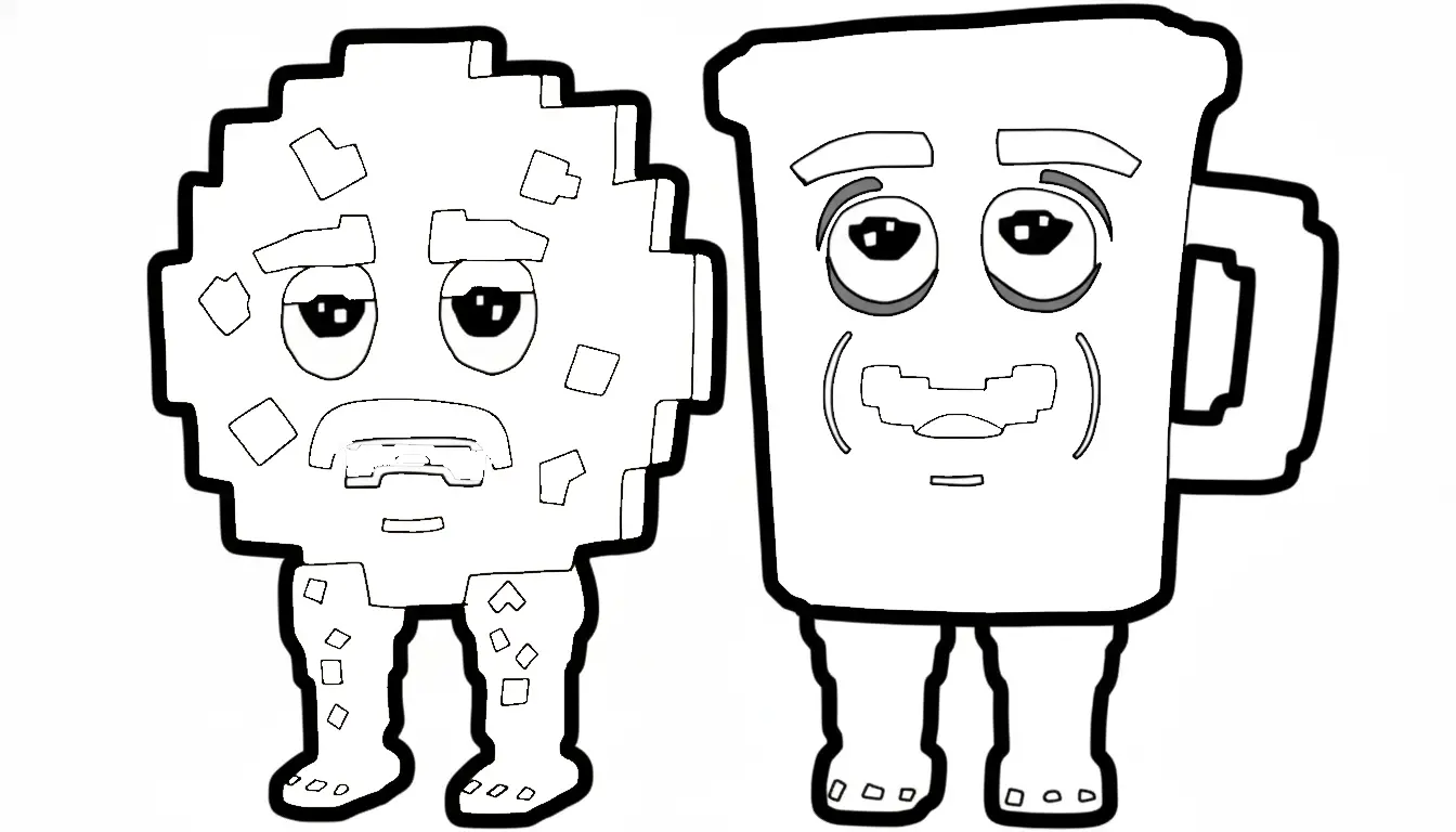 Kleurplaat cookie and milky brainrot 6