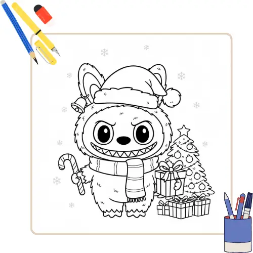 Labubu Kerst Kleurplaat thumbnail