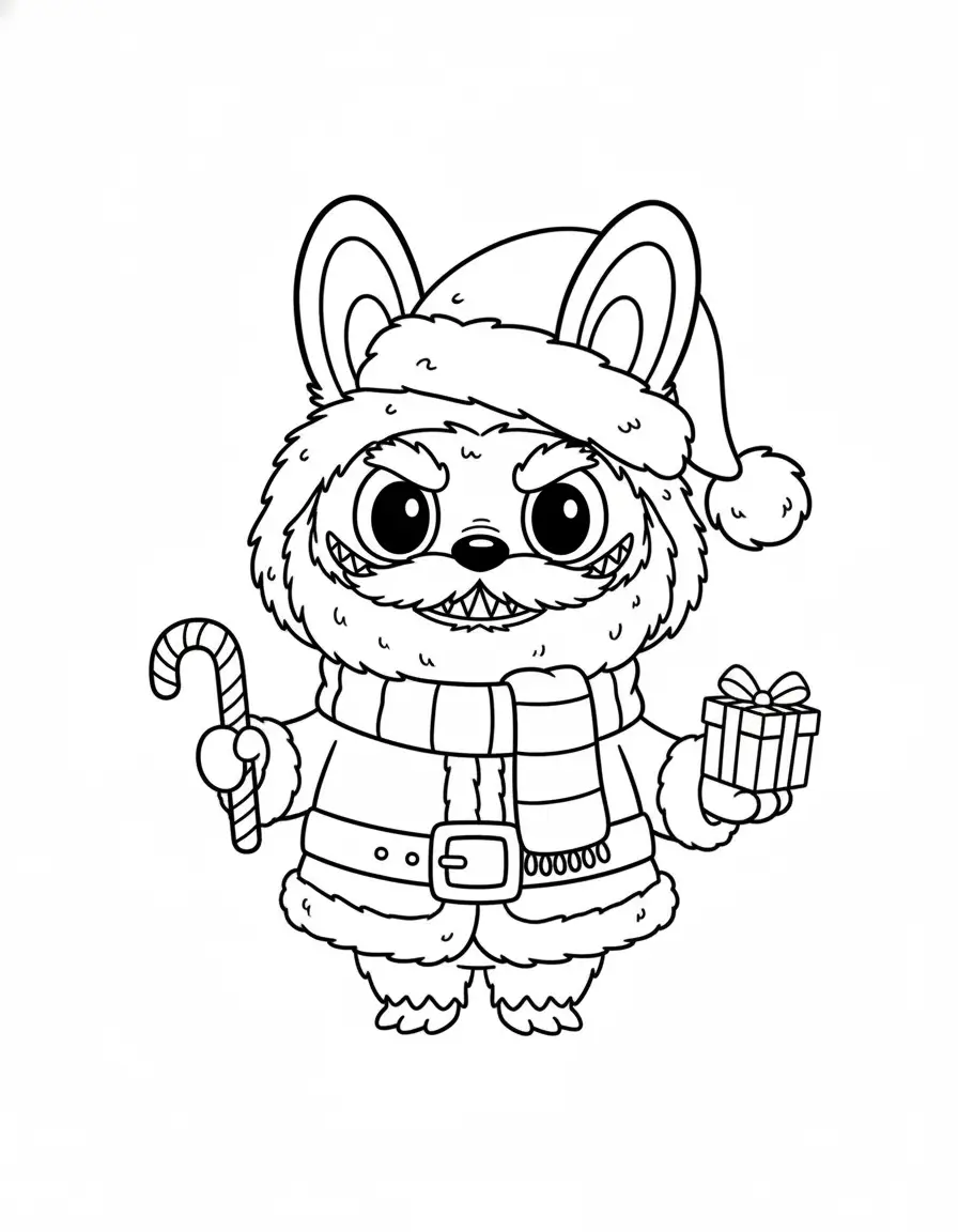 Labubu Kerst kleurplaat 13