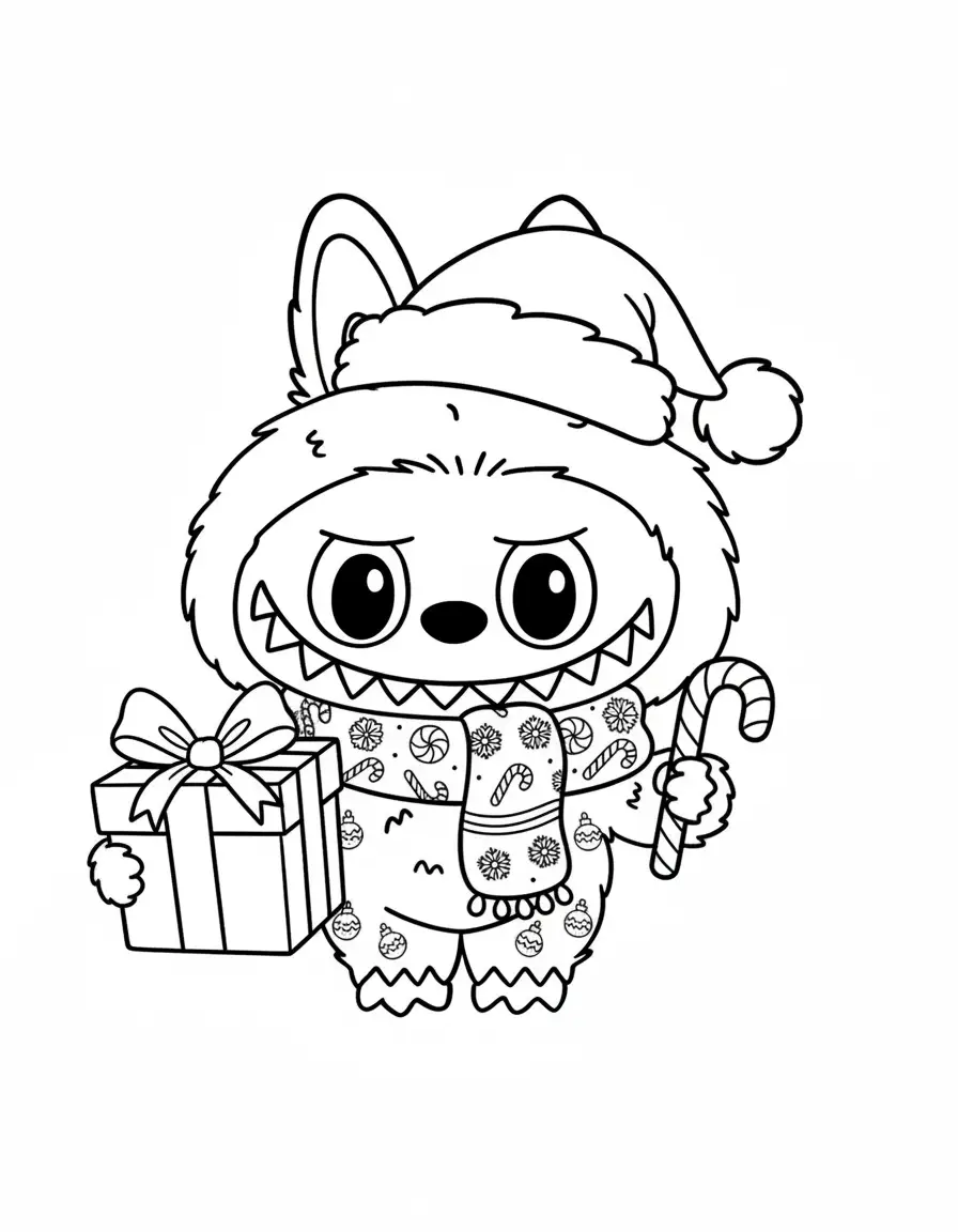 Labubu Kerst kleurplaat 15