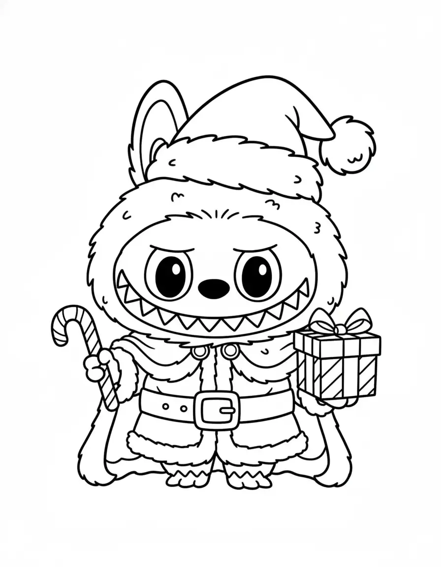 Labubu Kerst kleurplaat 16