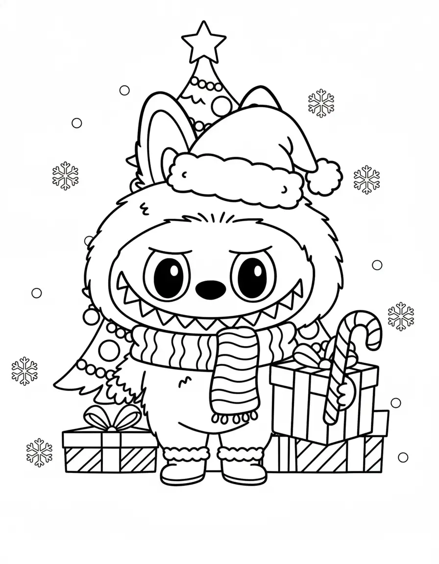 Labubu Kerst kleurplaat 17