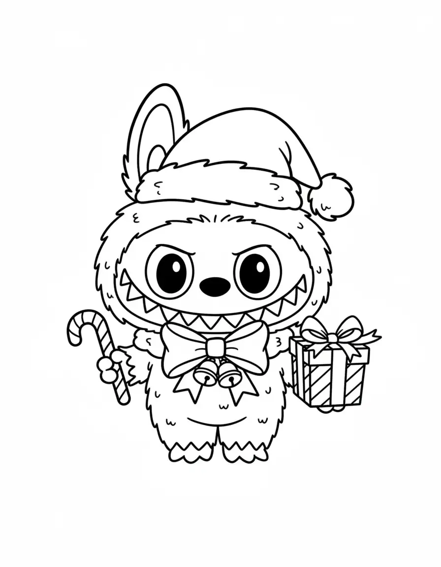 Labubu Kerst kleurplaat