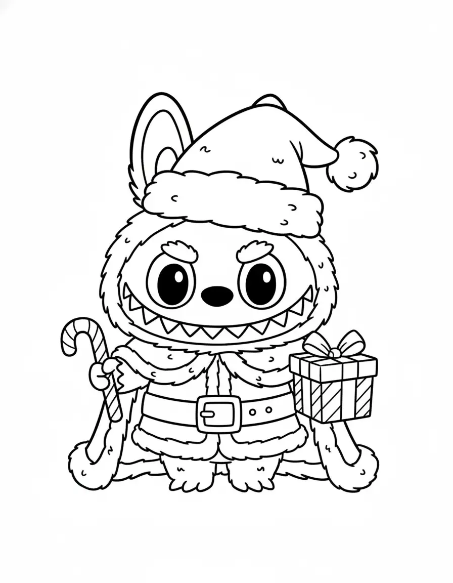 Labubu Kerst kleurplaat 2