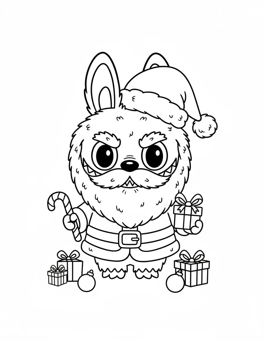 Labubu Kerst kleurplaat 3