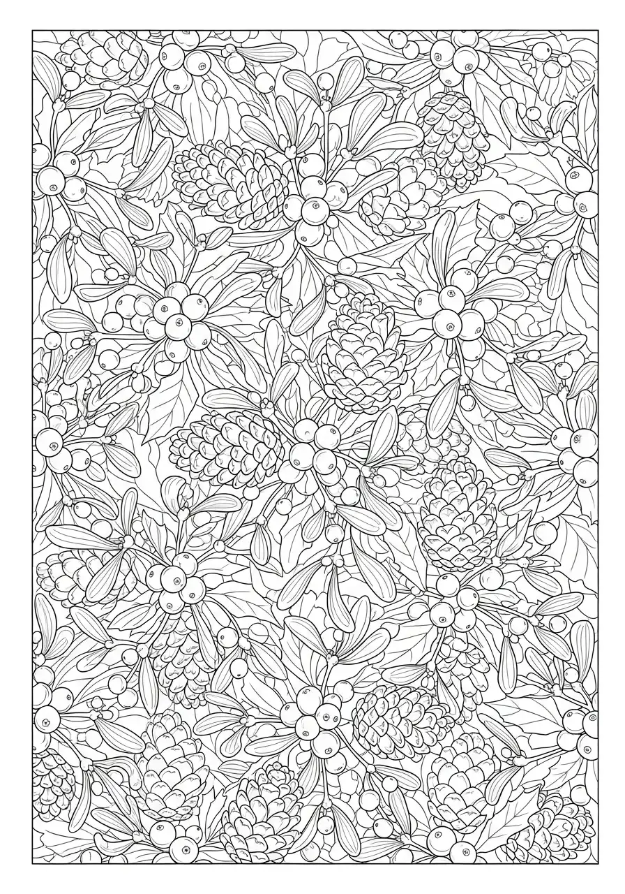 achtergrond dennenappels en maretak kerstdecoratie