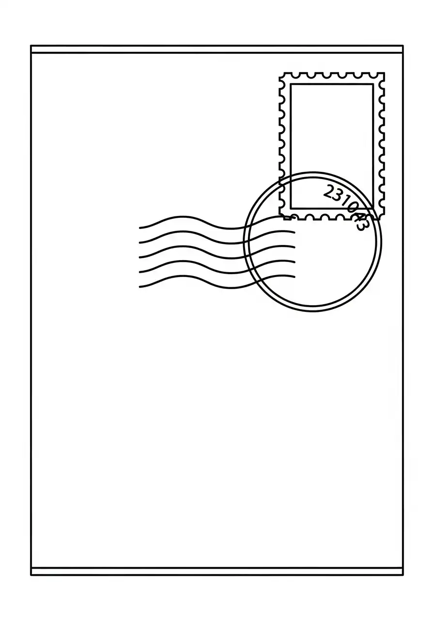 achterkant kerstkaart met postzegel en stempel