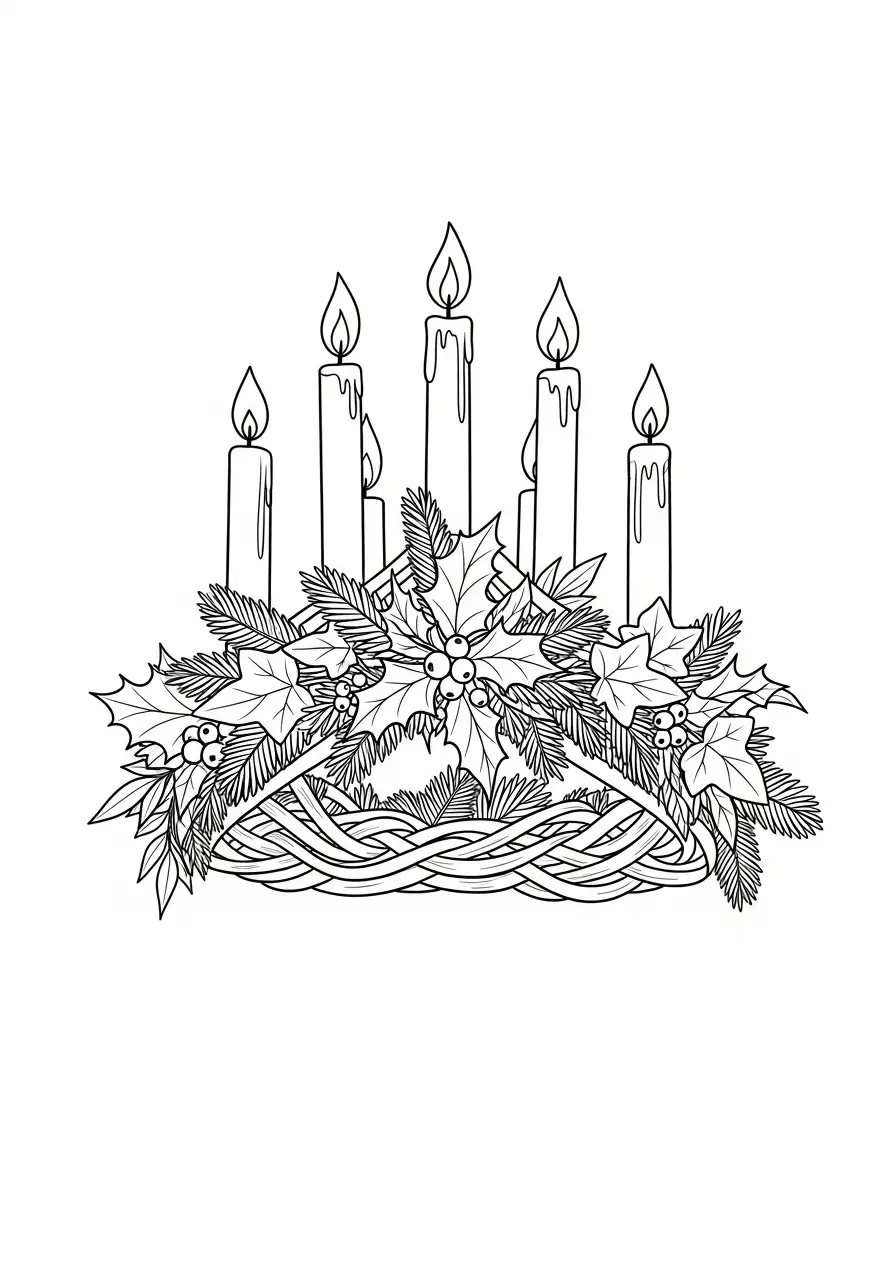 adventskrans vijf kaarsen kleurplaat