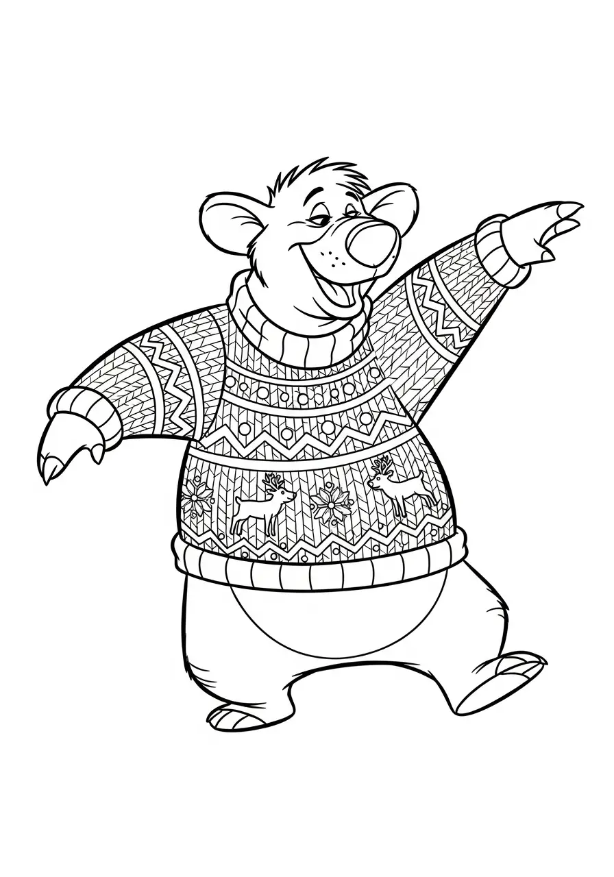 baloe in foute kersttrui kleurplaat