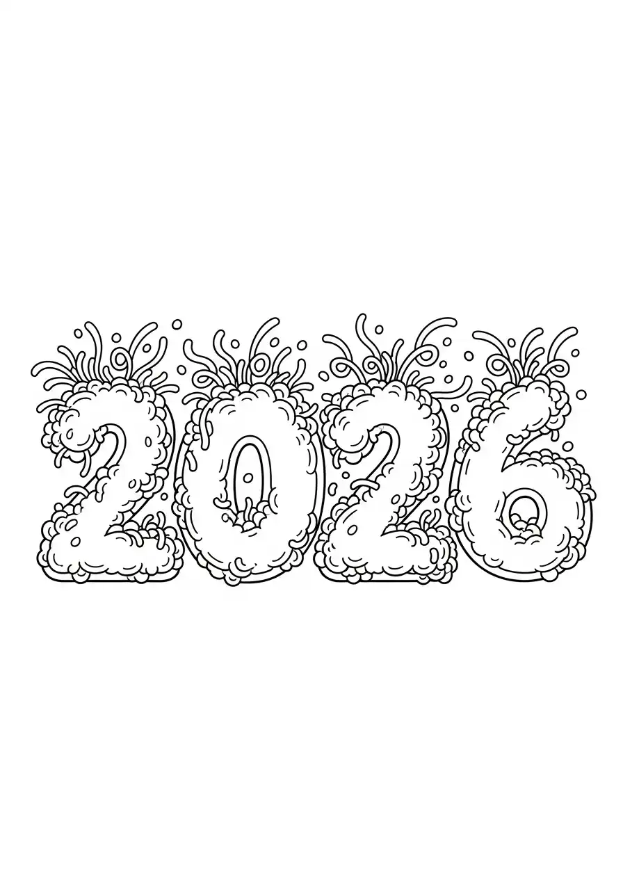 bubbels 2026 nieuwjaar kleurplaat