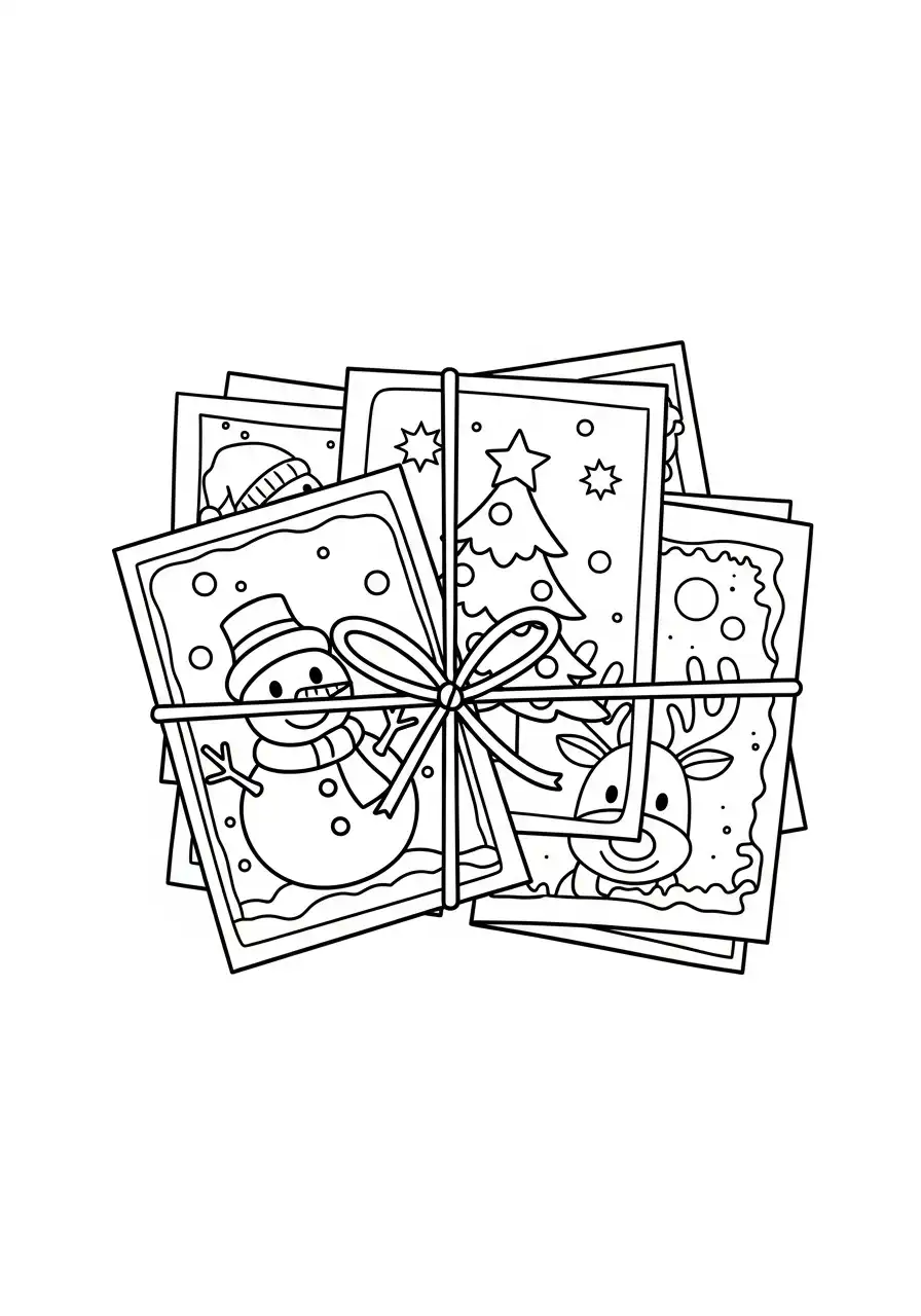 bundel feestelijke kerstkaarten met strik