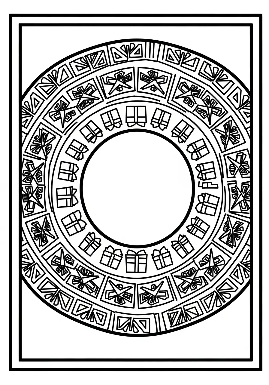 cadeaus patroon cirkel kleurplaat