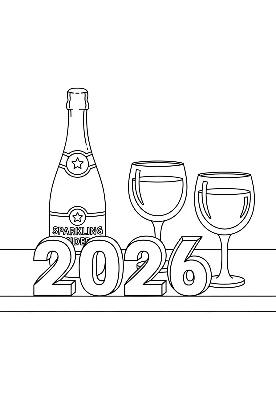 champagne glazen 2026 kleurplaat