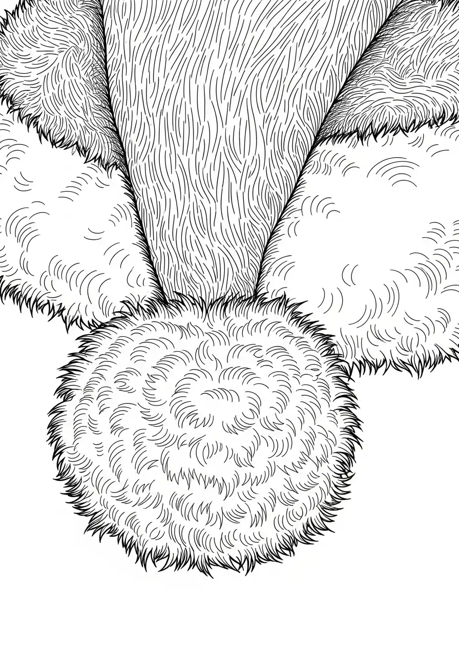 detail van bont en pompom kleurplaat