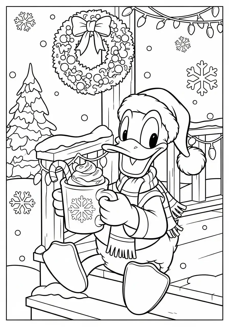 donald duck drinkt chocolademelk kleurplaat