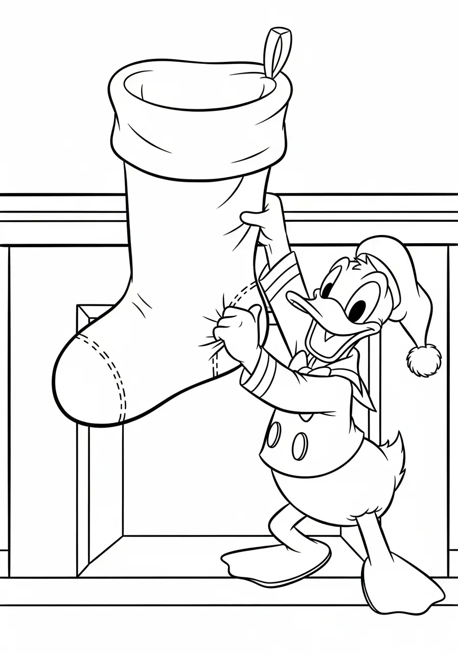 donald duck kerstkous ophangen kleurplaat