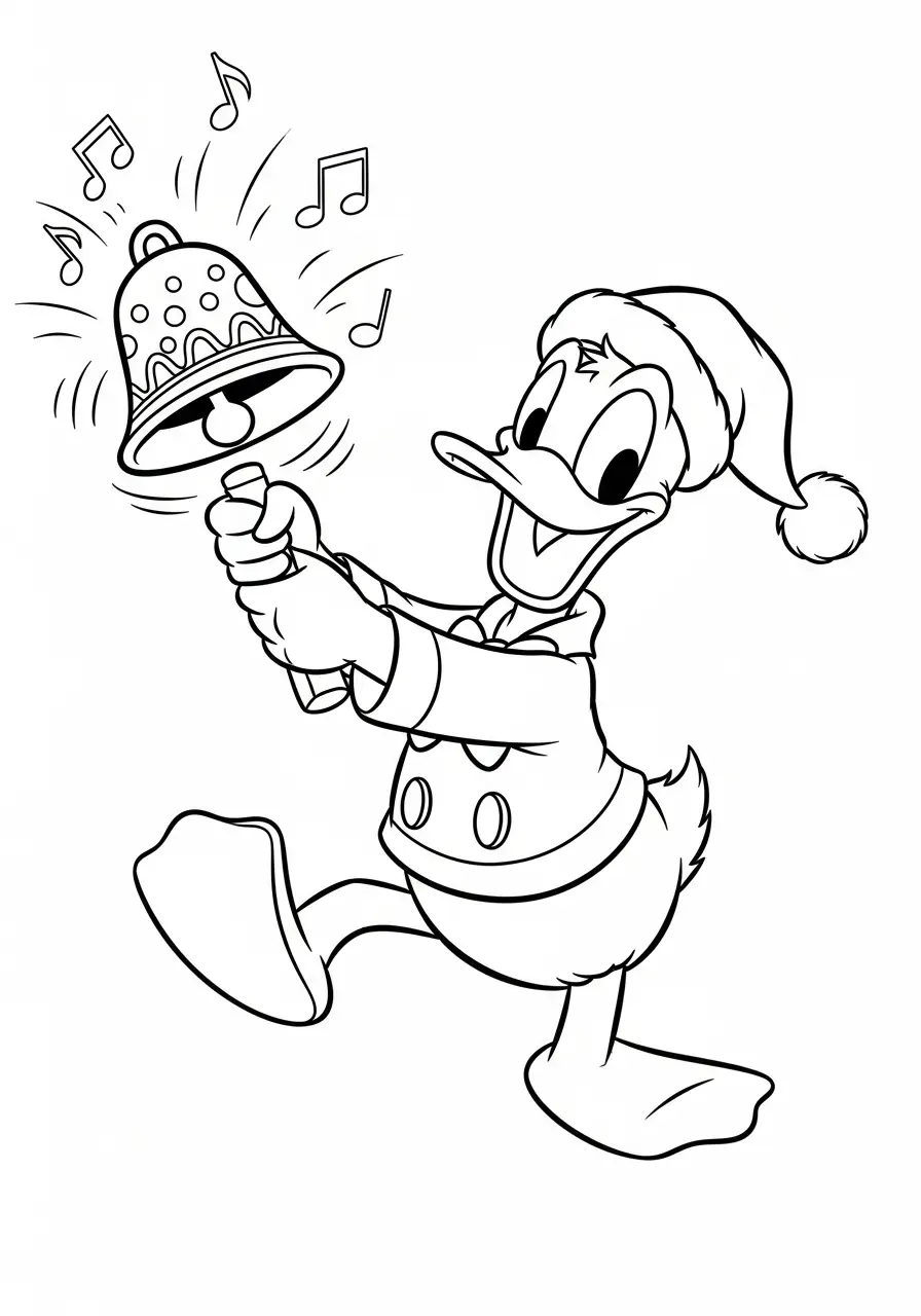 donald duck luidt kerstbel kleurplaat