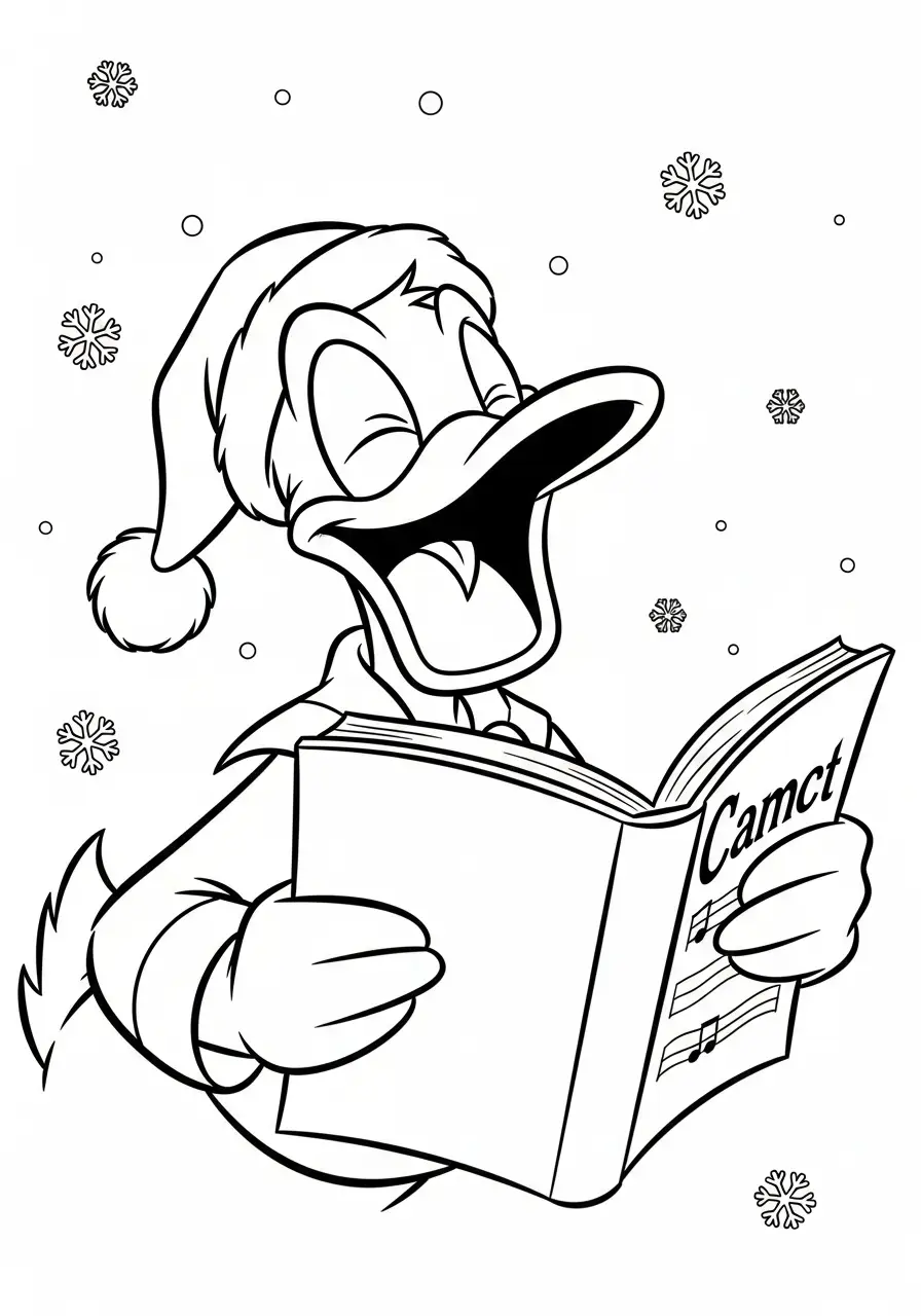 donald duck zingt kerstliedjes kleurplaat