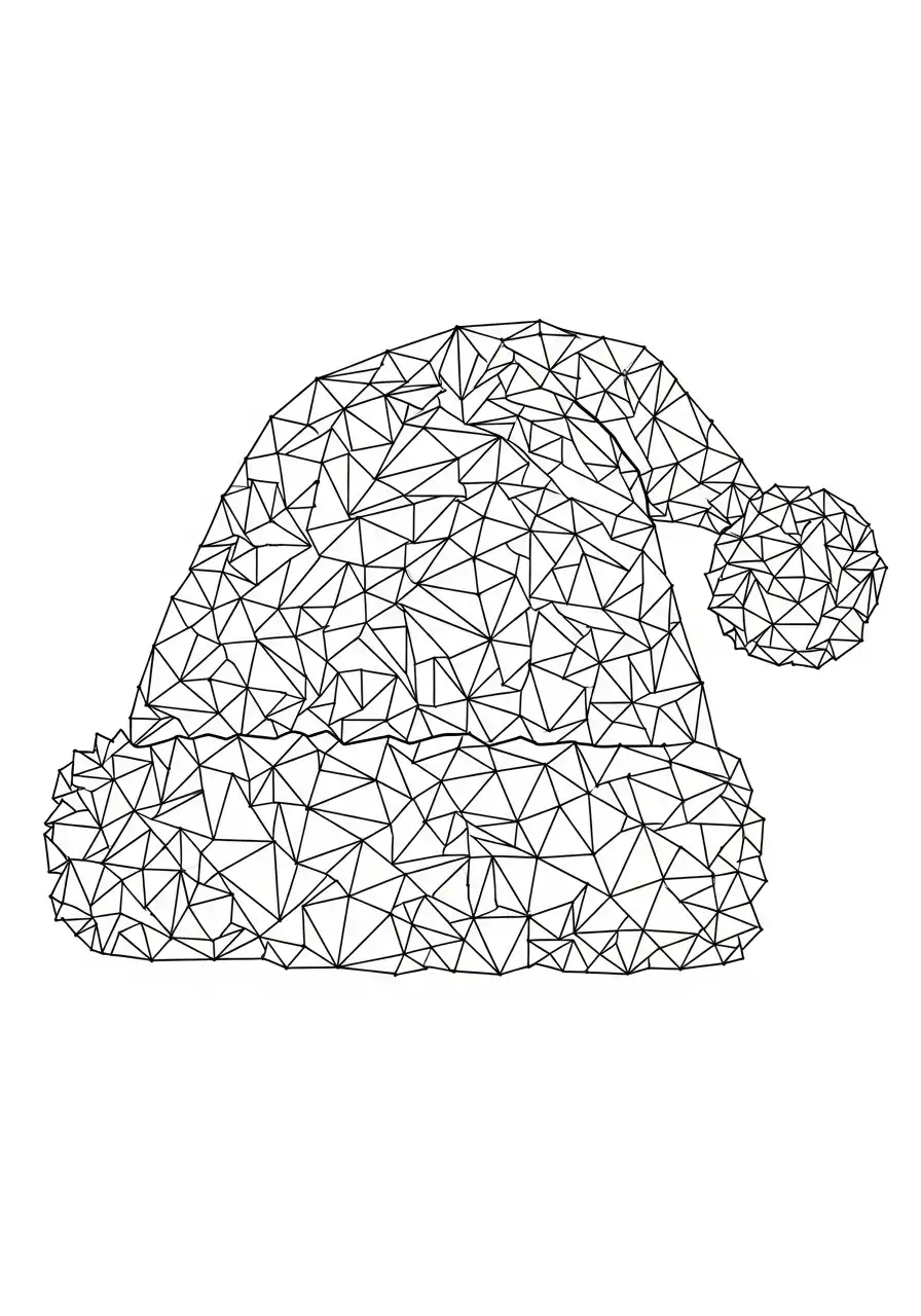 driehoek patroon kerstmuts kleurplaat