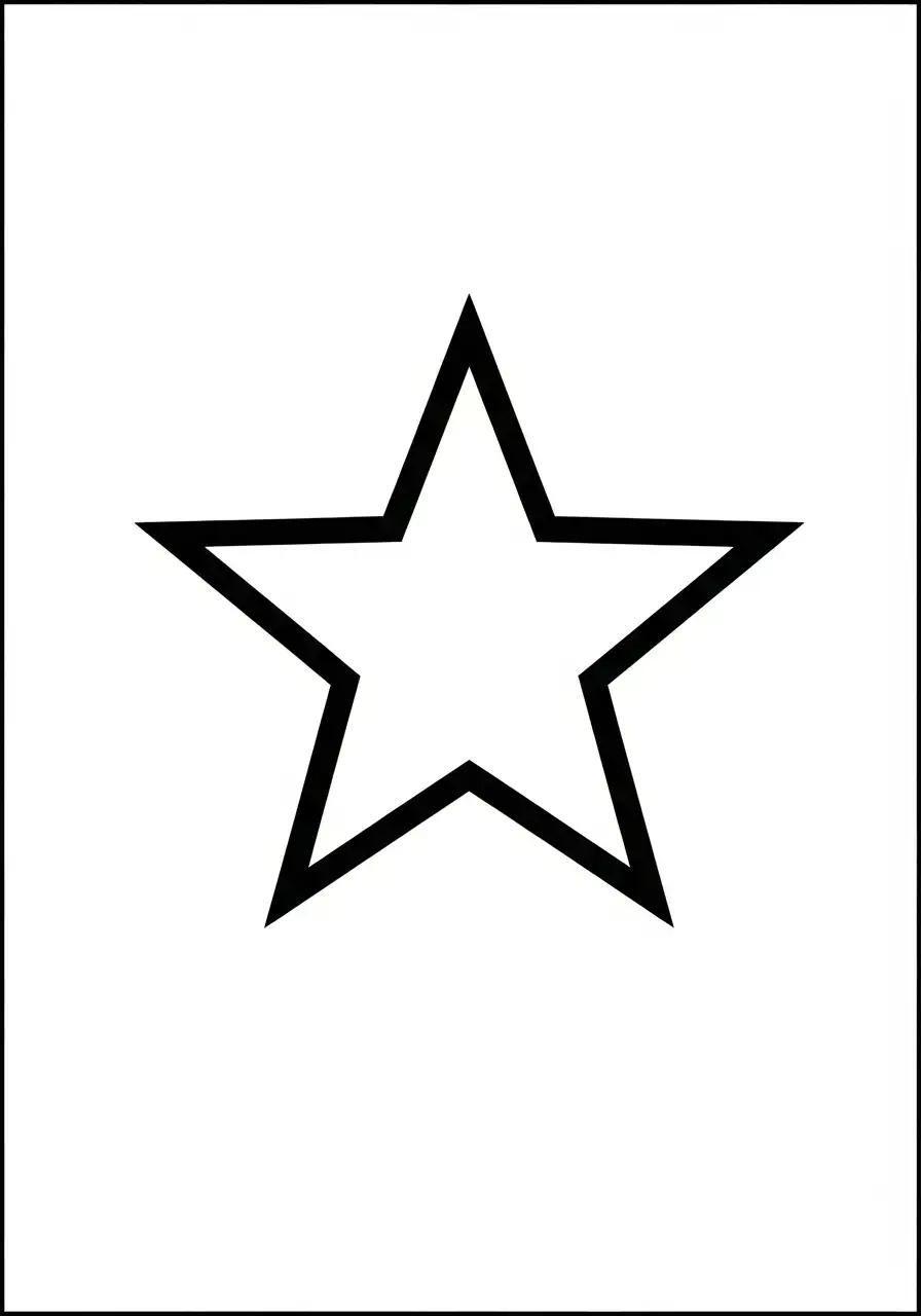 Kerstster Kleurplaat 36 eenvoudige vijfhoekige ster kleurplaat