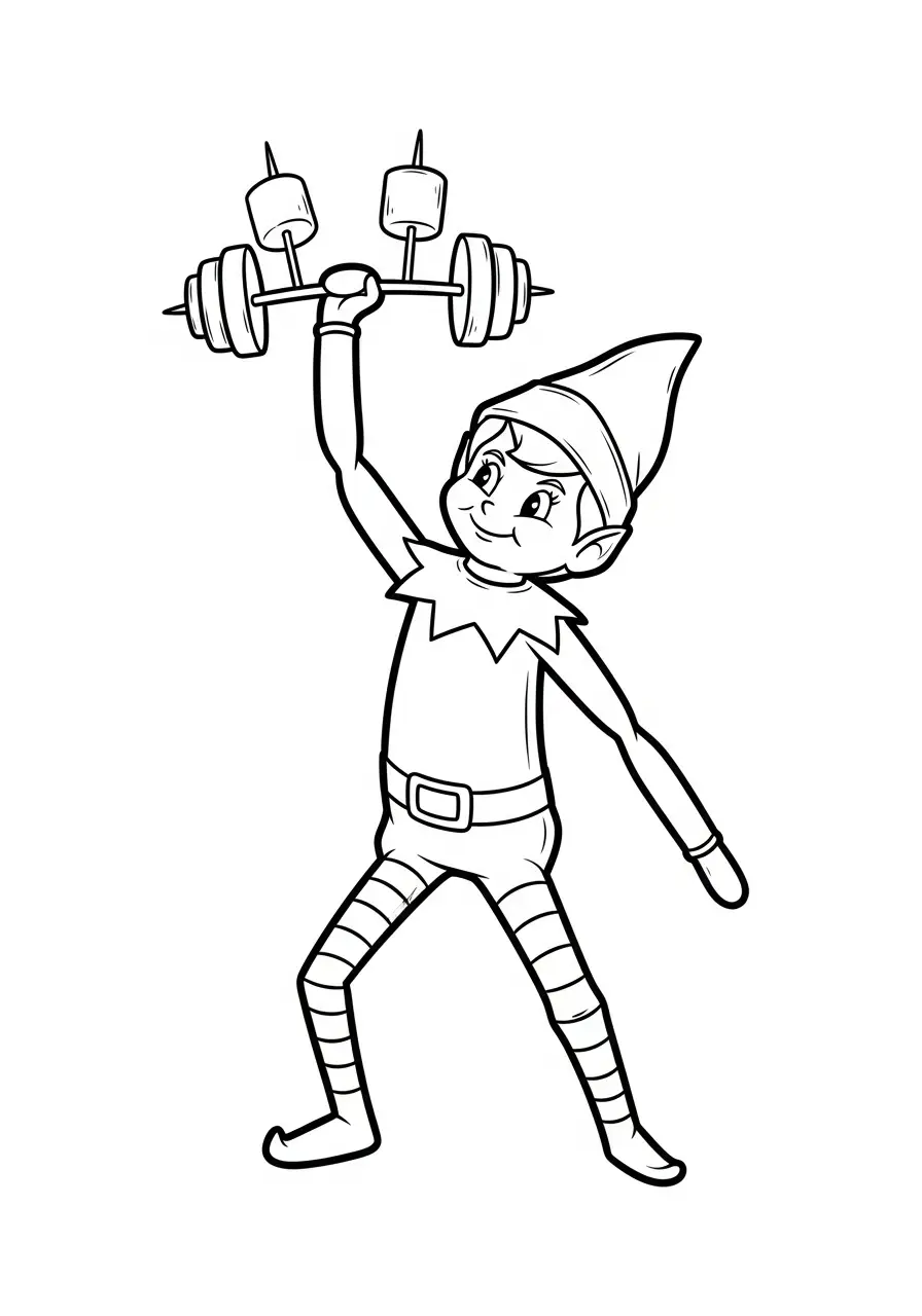 Kleurplaat Elf on the Shelf 18 elf tilt marshmallow gewichten kleurplaat