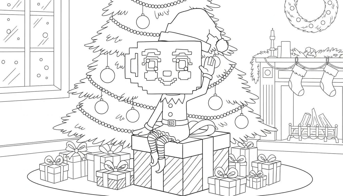 Kleurplaat Ballerina Peppermintina 10 elfje bij kerstboom cadeau kleurplaat