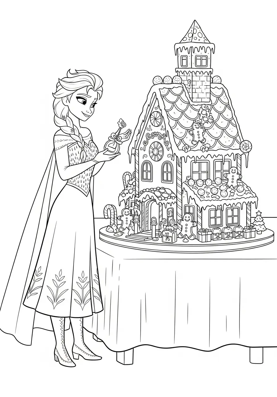 Elsa Kerst Kleurplaat 15 elsa en het grote peperkoekhuis kleurplaat