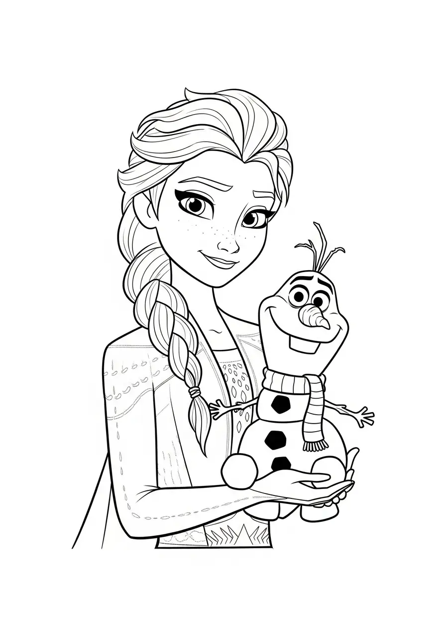 Elsa Kerst Kleurplaat 19 elsa houdt olaf vast kleurplaat
