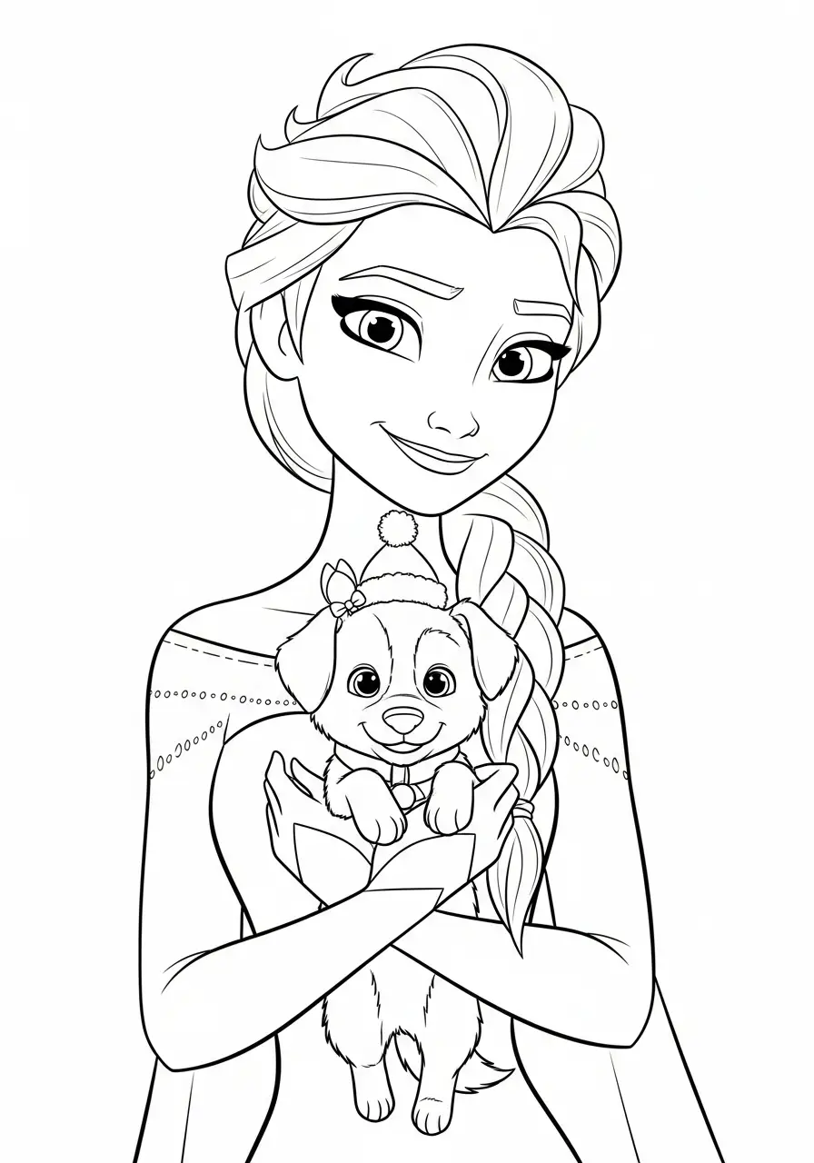 Elsa Kerst Kleurplaat 21 elsa knuffelt kerst pup kleurplaat
