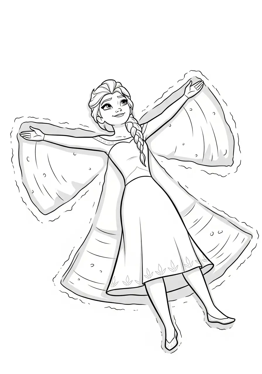 Elsa Kerst Kleurplaat 24 elsa maakt een sneeuwengel kleurplaat