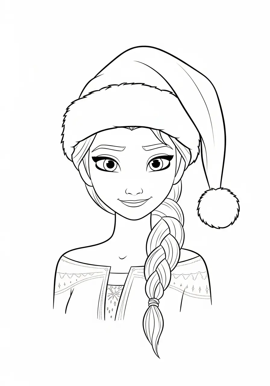 Elsa Kerst Kleurplaat 34 elsa portret met kerstmuts kleurplaat