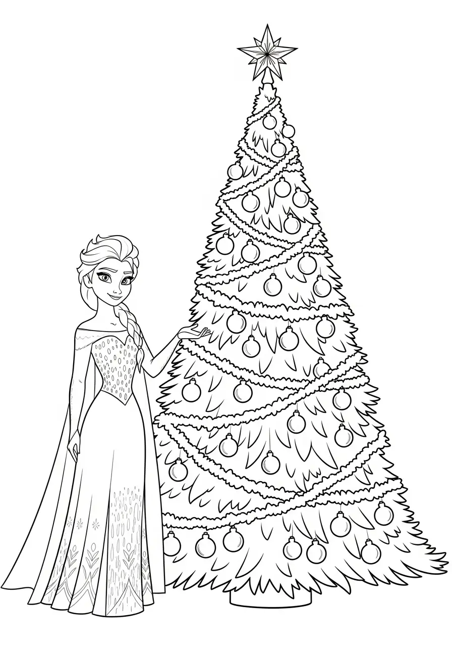 Elsa Kerst Kleurplaat 35 elsa raakt kerstboom aan kleurplaat