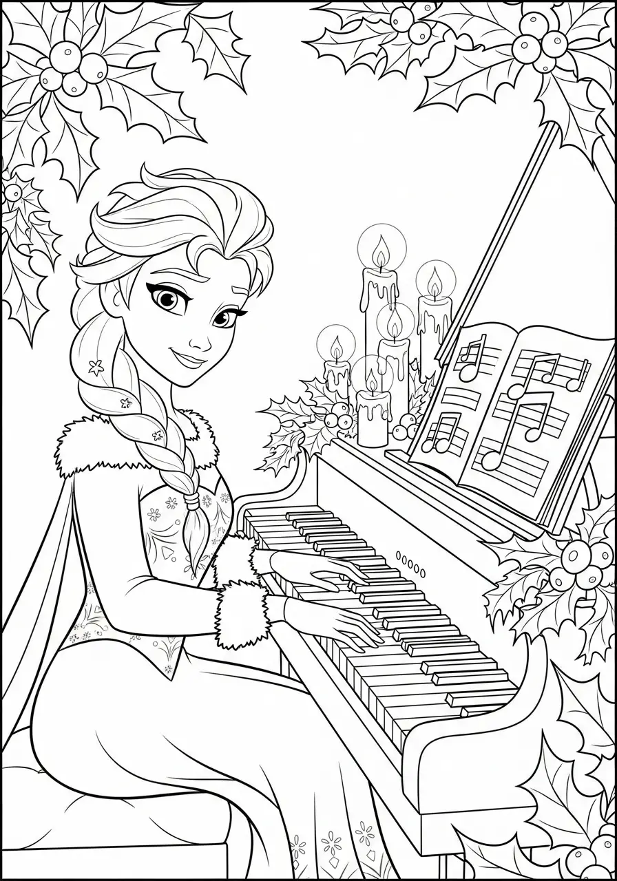 Elsa Kerst Kleurplaat 37 elsa speelt piano kerstliedjes kleurplaat