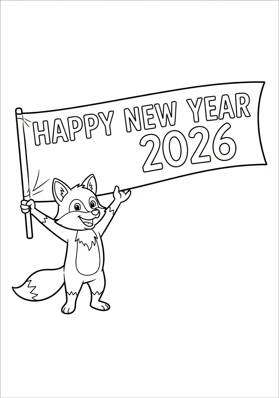 feestvos banner 2026 kleurplaat