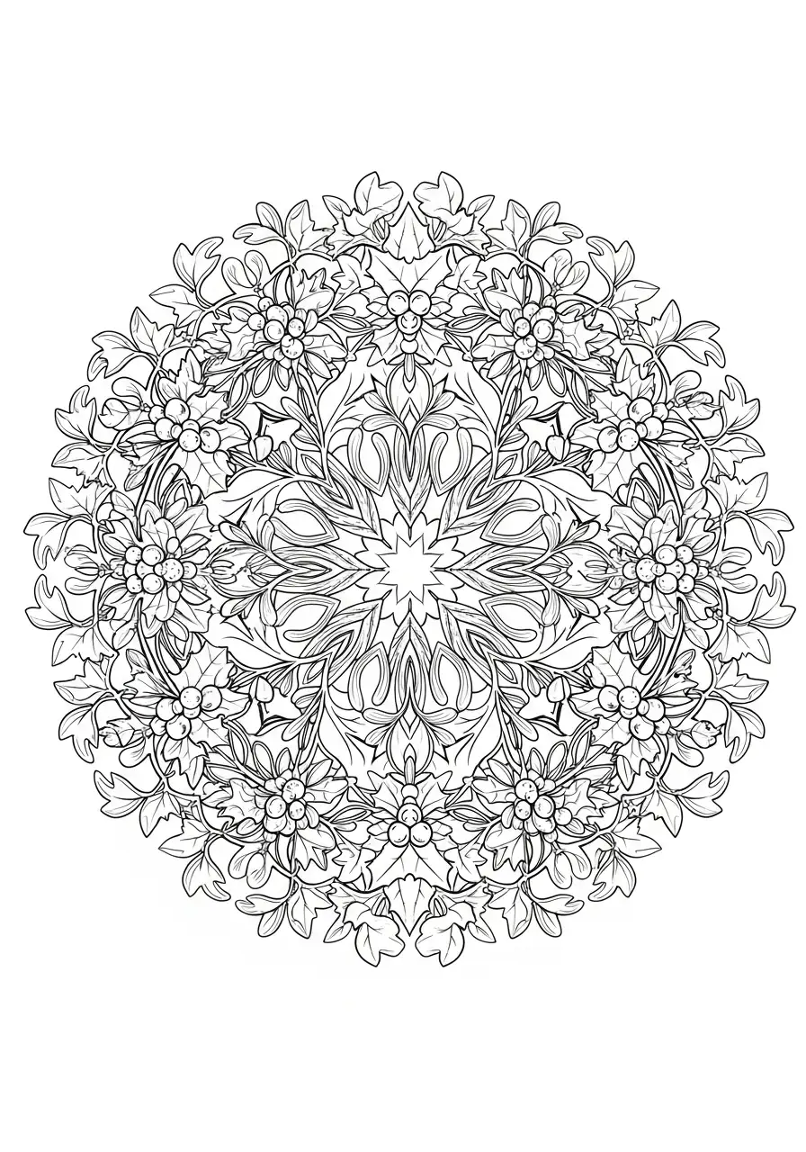 gedetailleerde hulst mandala kleurplaat