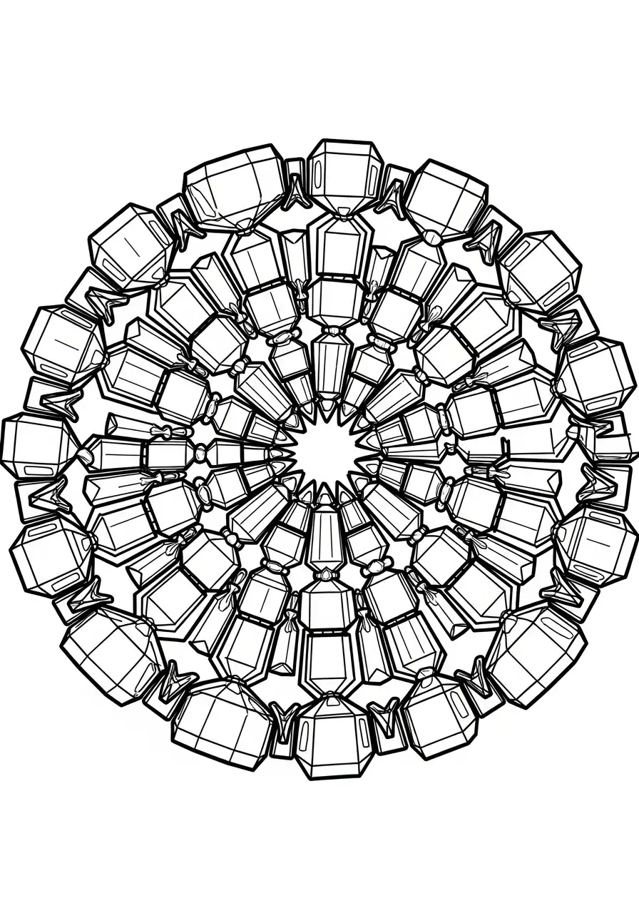 geometrische kerstcrackers kleurplaat