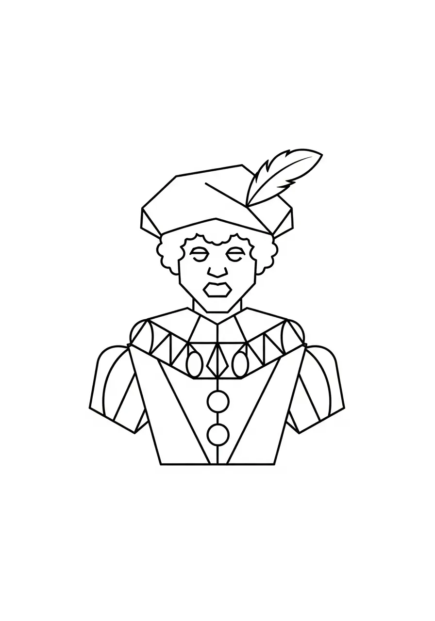 Kleurplaat Piet 9 geometrische piet stijl kleurplaat