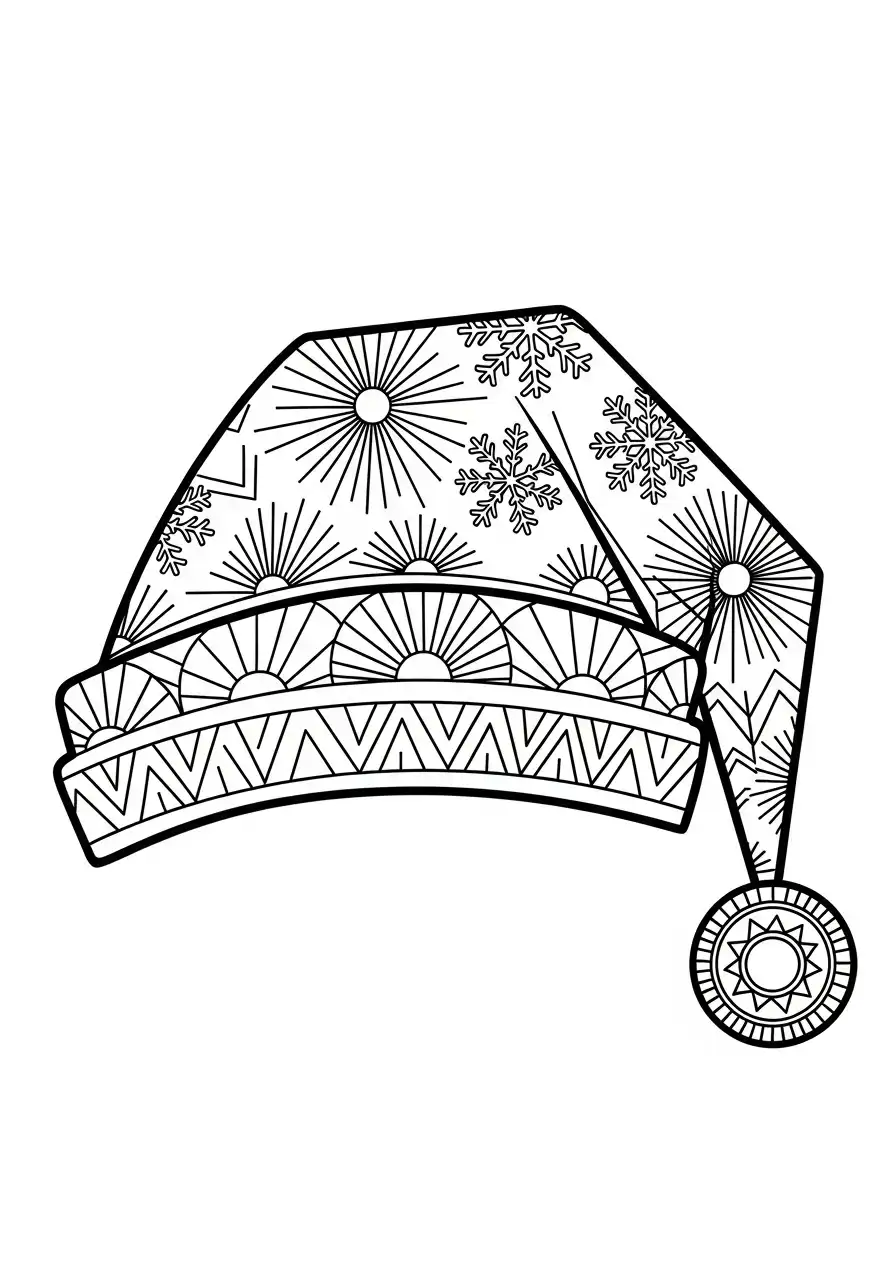 gestileerde kerstmuts mandala kleurplaat