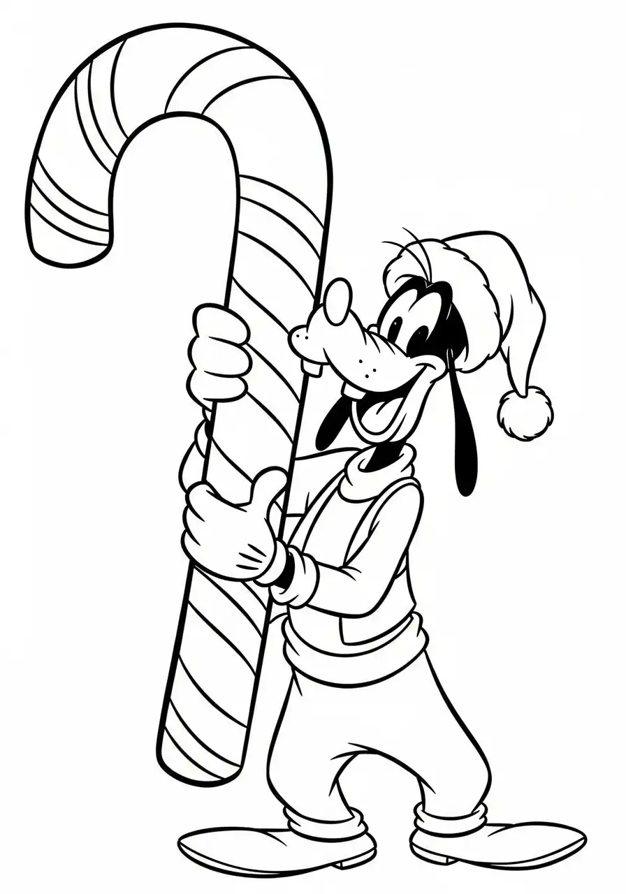 goofy houdt een gigantische zuurstok vast kleurplaat